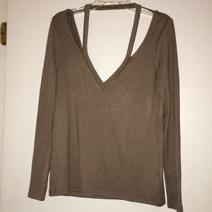 Taupe Tobi strappy open back top